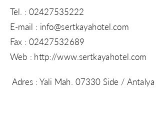 Sertkaya Hotel iletiim bilgileri